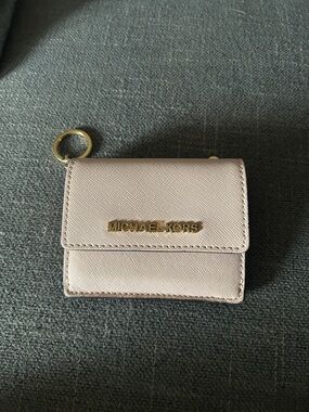 Michael Kors Pink Leather Key & Card Holder with Gold Hardware